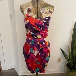 B Darlin Formal Cocktail Homecoming Floral Bright Dress Size 7/8 w/ Pockets